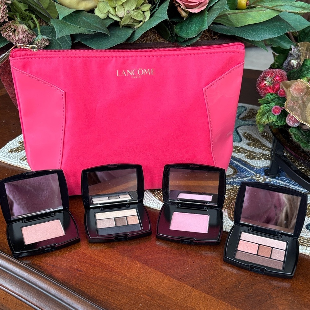 Brand New Lancome Bundle Brightening Eye Shadow Liner Palette Powder Blush Pouch